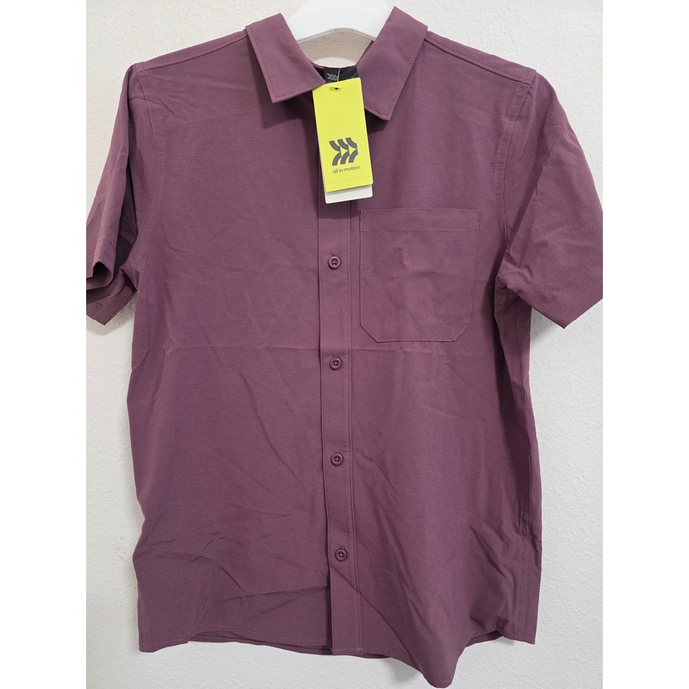 All in Motion Boys button front Shirt boys Short Sleeve L 10/12 NWT